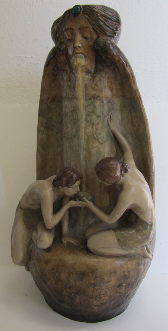 Art Nouveau signed Cayeque figural vase: Monumental Art Nouveau signed Cayeque figural vase 28 x 13 (*as-is*) Auction Estimate 1500-3000