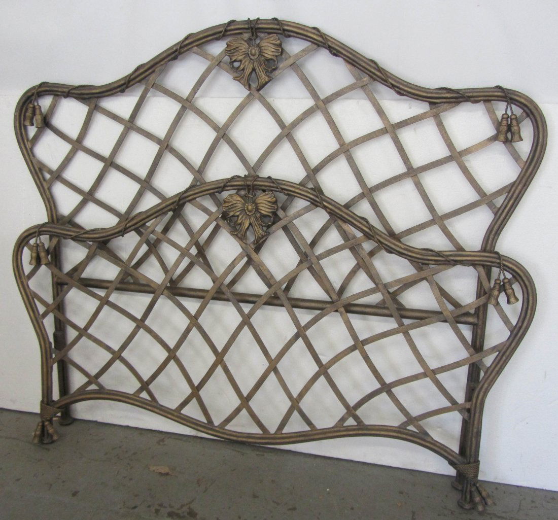 20th C. French style queen size cast iron bed: 20th C. French style queen size cast iron bed 58"h Auction Estimate 300-600