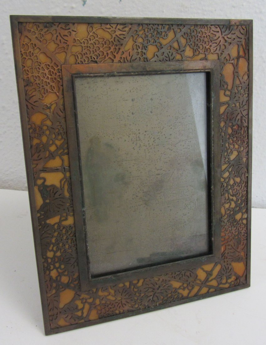 C1900 Signed Tiffany Studios frame: Original C1900 signed Tiffany Studios Grapevine pattern frame 9 1/2 x 12 Auction Estimate 1000-2000