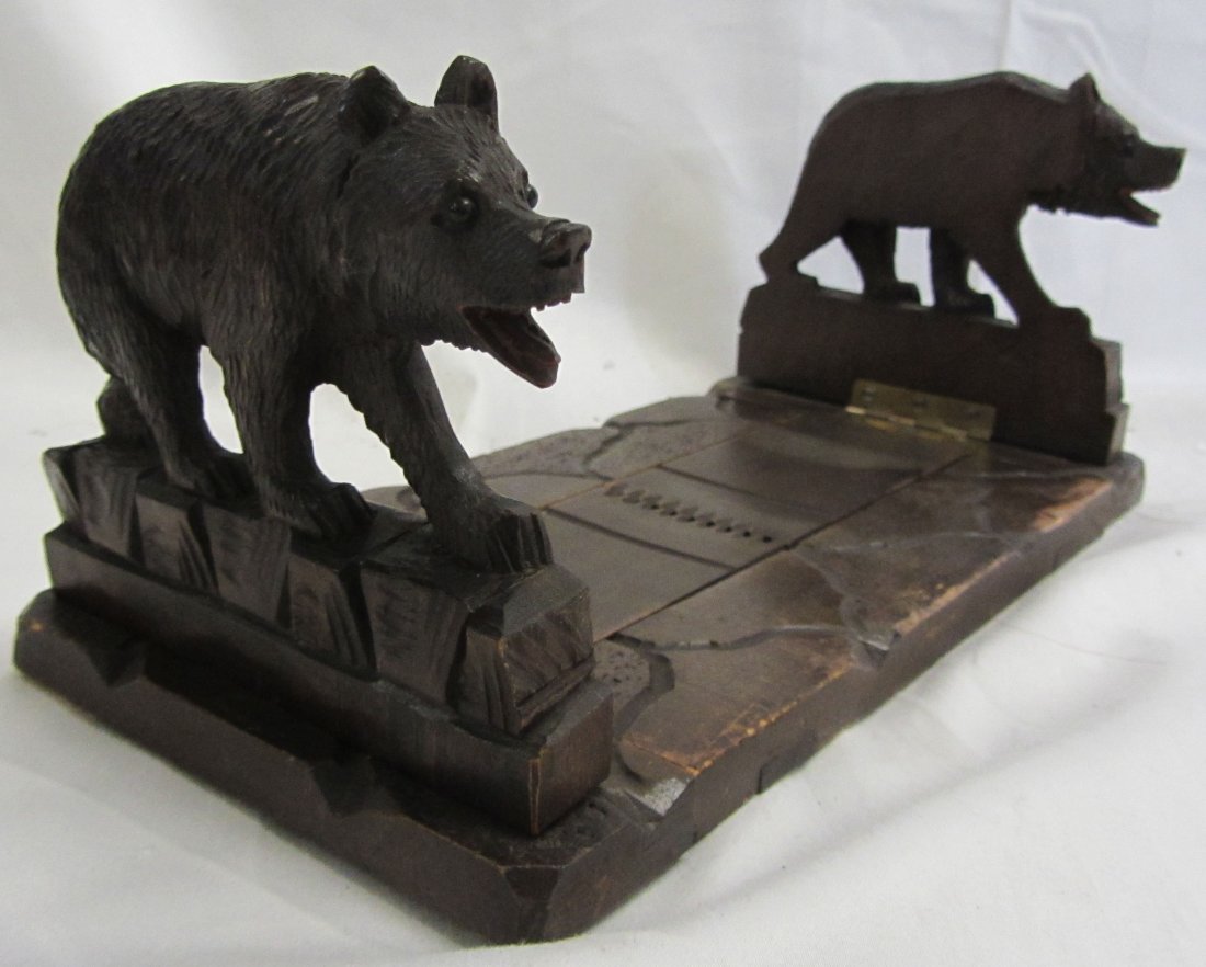 C1900 Black Forest adjustable bookend: C1900 Detail carved Black Forest adjustable bookend 4 1/2 x 11 x 5 Auction Estimate 200-400