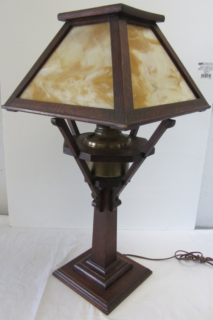Signed American Mission table lamp by Stickley: Signed American Mission table lamp by Stickley 30"h Auction Estimate 600-1200