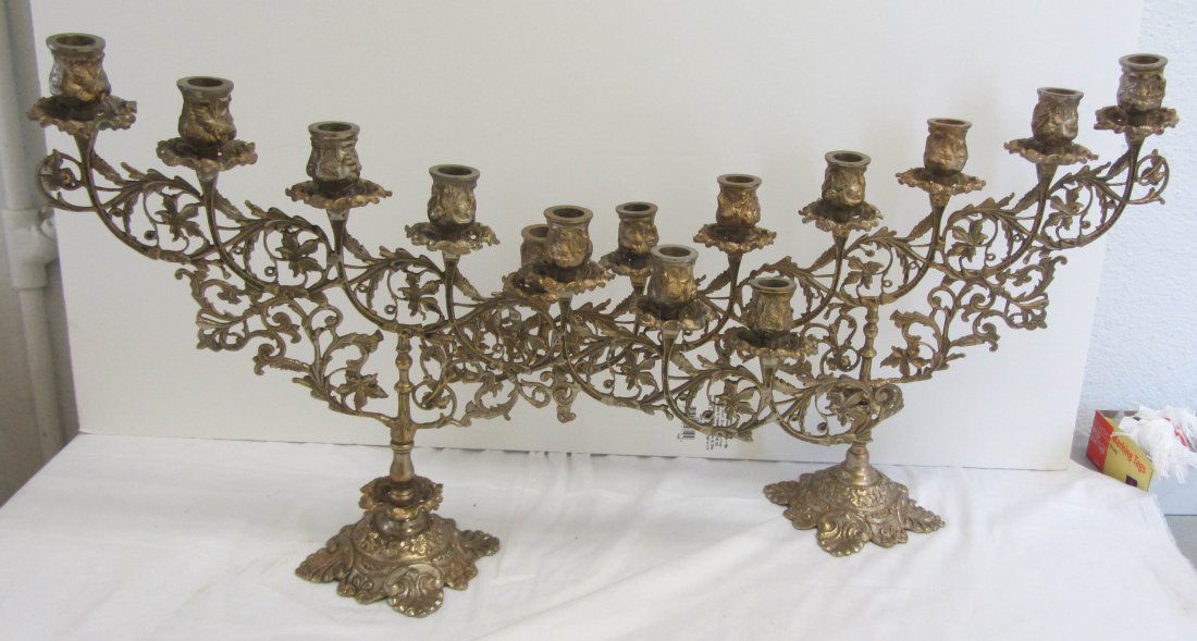 Pr. Large bronze Art Nouveau style candelabras: Pr. Large bronze Art Nouveau style candelabras 17 x 28 Auction Estimate 300-600