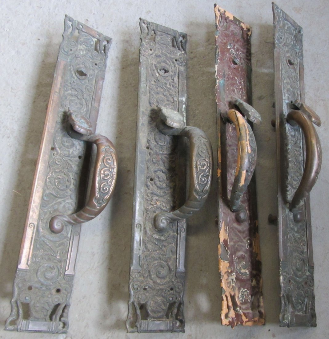 4 19th C. Original bronze mansion door pulls: 4 19th C. Original bronze mansion door pulls 18"h Auction Estimate 400-800