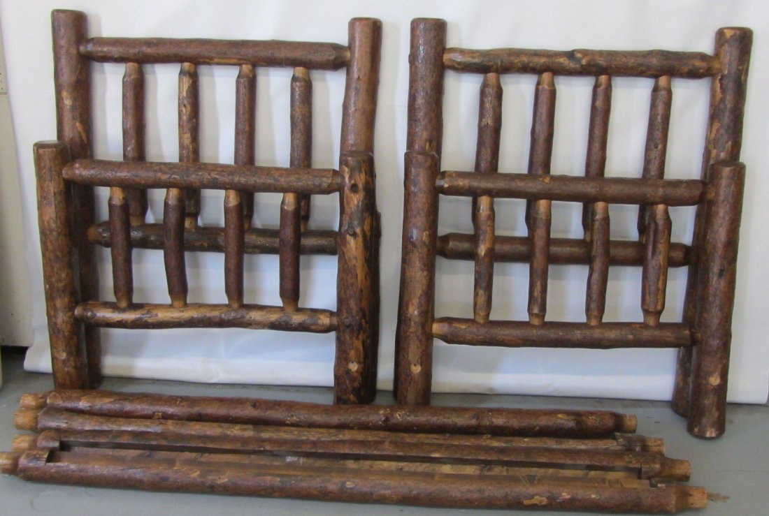 Pr. Adirondack Old Hickory style twin beds: Pr. Ea. 20th C. Adirondack Old Hickory style twin beds Auction Estimate 1500-3000