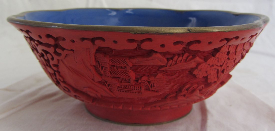 19th C. Cinnabar Chinese bowl: 19th C. Cinnabar Chinese bowl 2 1/2 x 6 Auction Estimate 100-300