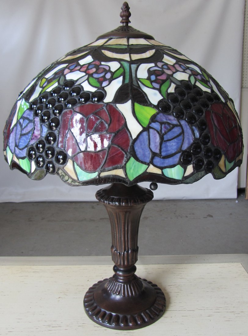 20th C. Stained glass table lamp