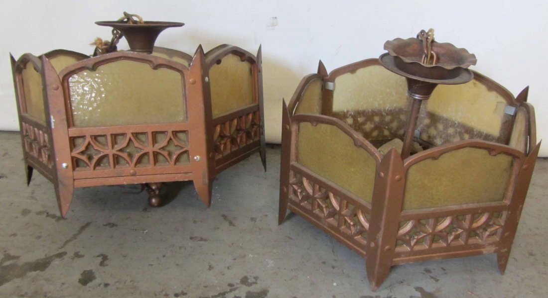 Pr. Ea. 20th C. Gothic style church lights: Pr. Ea. 20th C. Gothic style church lights 14"h Auction Estimate 200-400