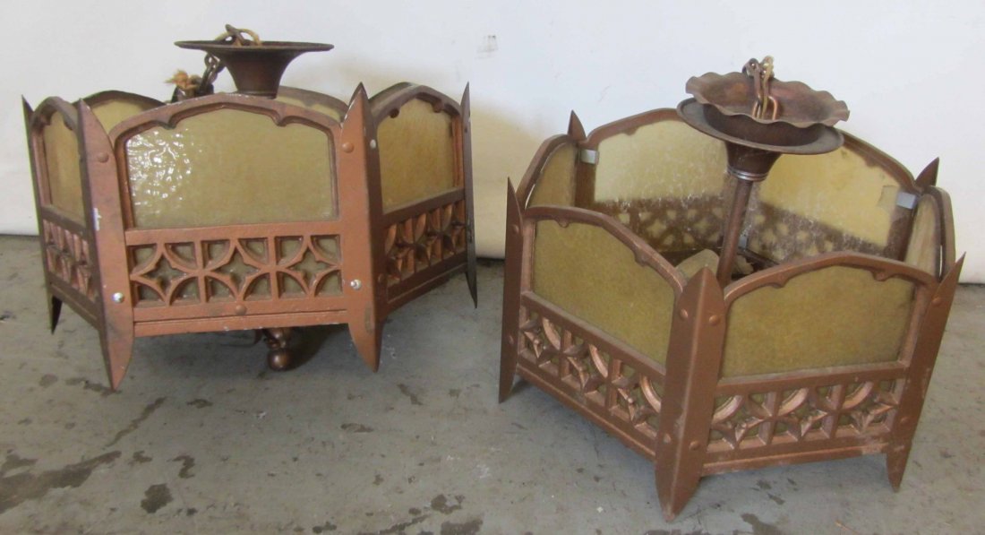 Pr. Ea. 20th C. Gothic style church lights: Pr. Ea. 20th C. Gothic style church lights 14"h Auction Estimate 200-400