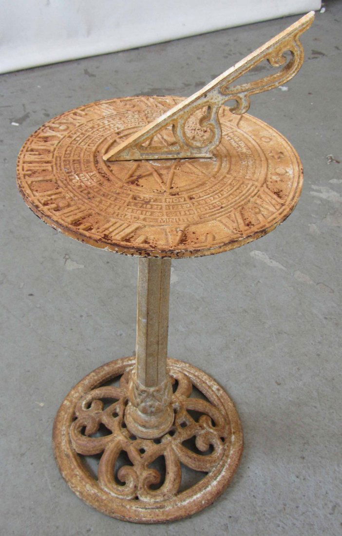 20th C. Cast iron sun dial: 20th C. Cast iron sun dial 32"h Auction Estimate 100-300