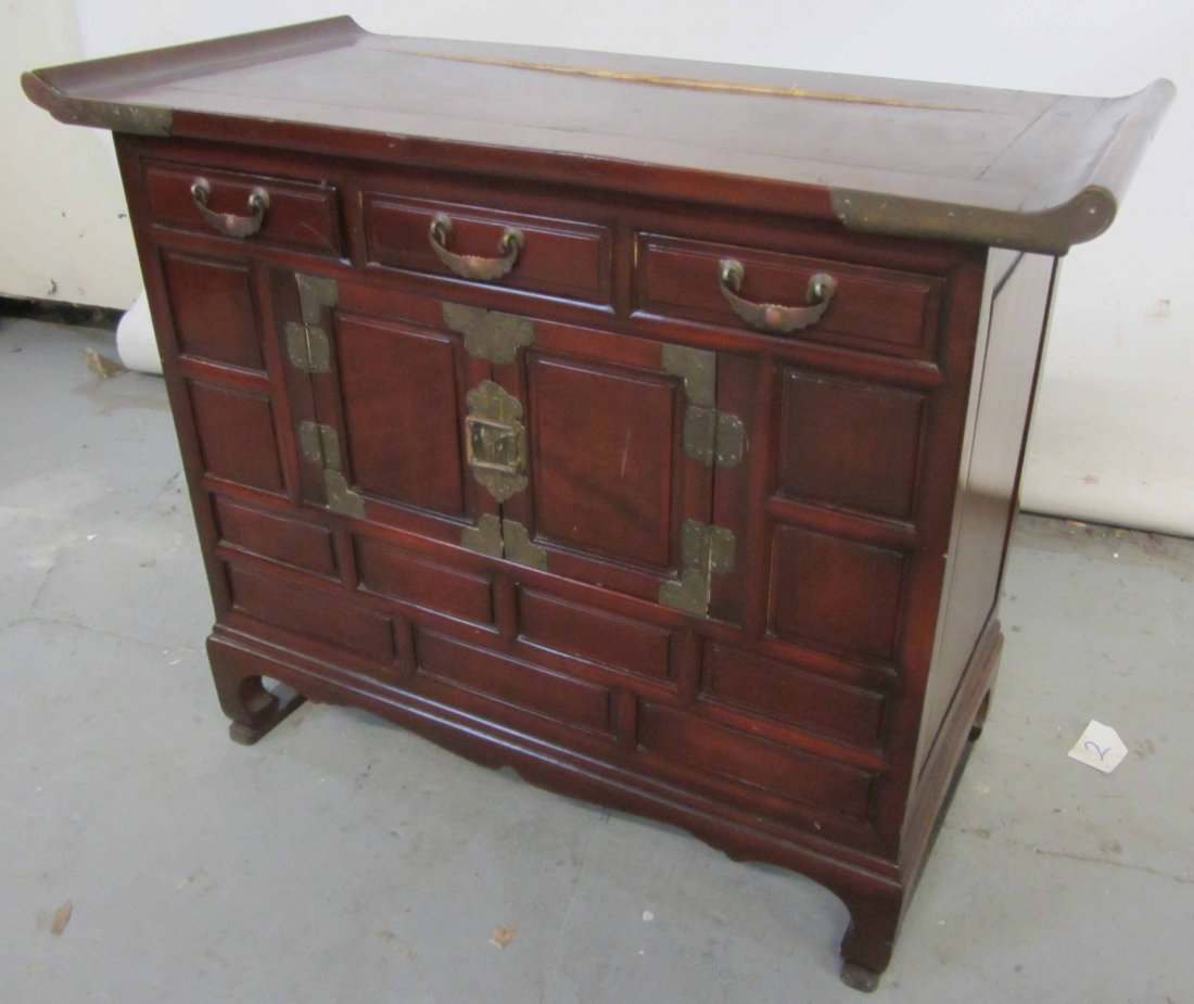 C1900 Rosewood and bronze mounted Korean chest: C1900 Rosewood and bronze mounted Korean mini chest 20 x 25 x 12 Auction Estimate 200-400