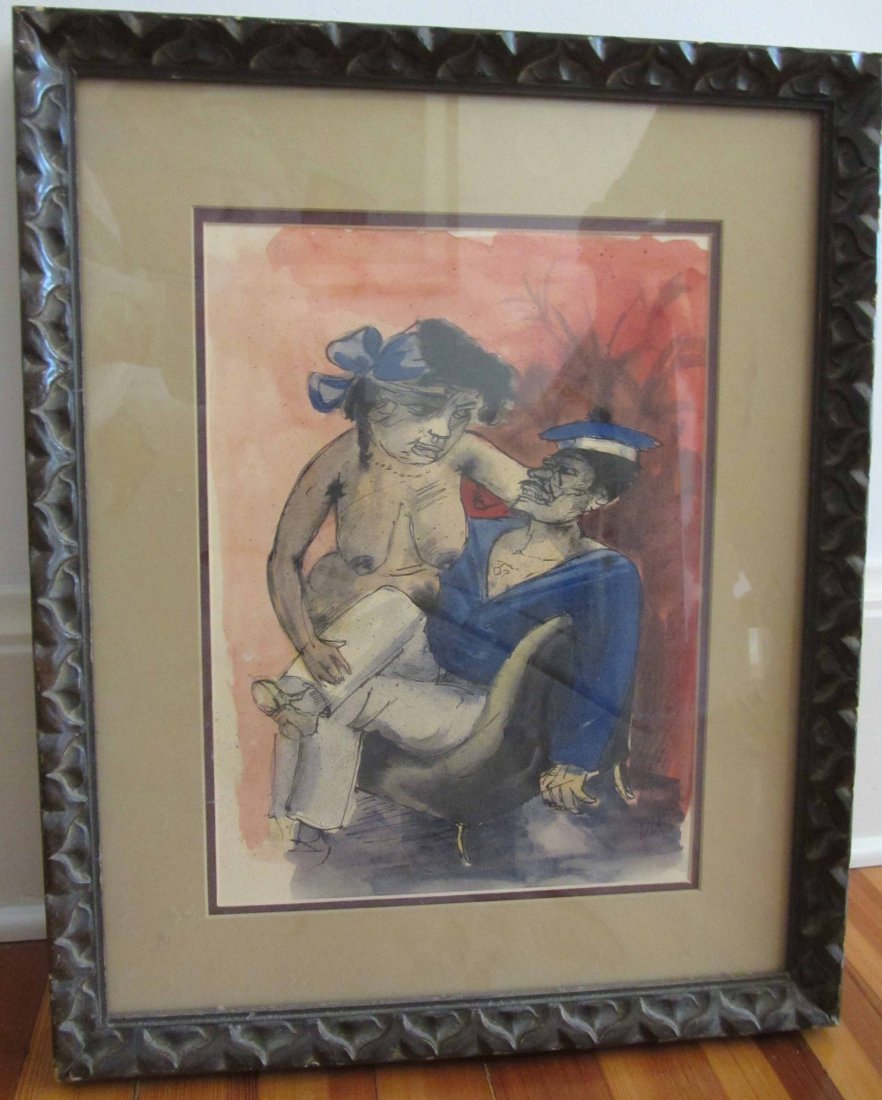 20th C. German watercolor signed Dix: 20th C. German watercolor signed Dix 21 1/2 x 17 1/2 Auction Estimate 400-800