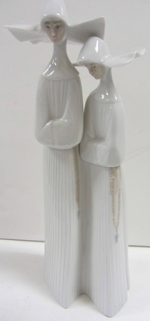 Porcelain Nuns by Lladro: Porcelain Nuns by Lladro 13"h Auction Estimate 100-300