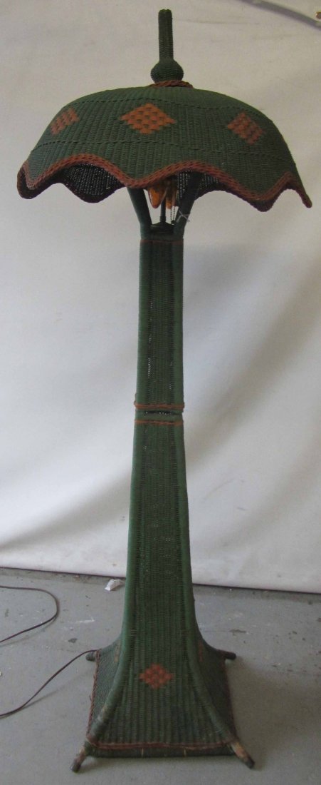 20th C. Haywood Wakefield wicker floor lamp: Fine Quality 20th C. Haywood Wakefield wicker floor lamp 77"h Auction Estimate 200-400