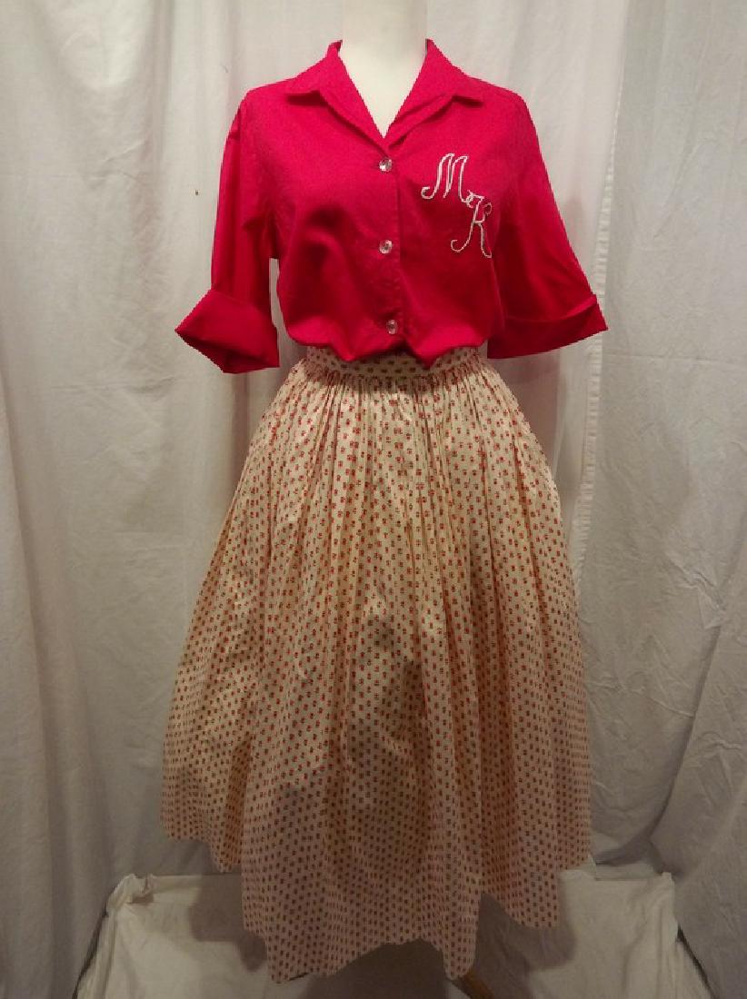 1950's 2 piece Cotton Monogram Short Sleeve Blouse and (1 of 5)