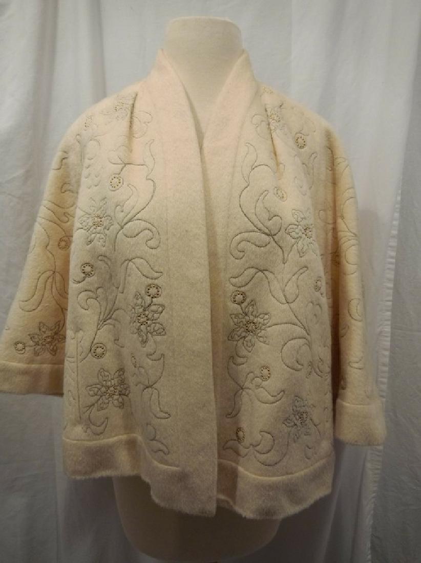 1960's Wool Embroidered & Beaded Clutch Swing Jacket, (1 of 7)