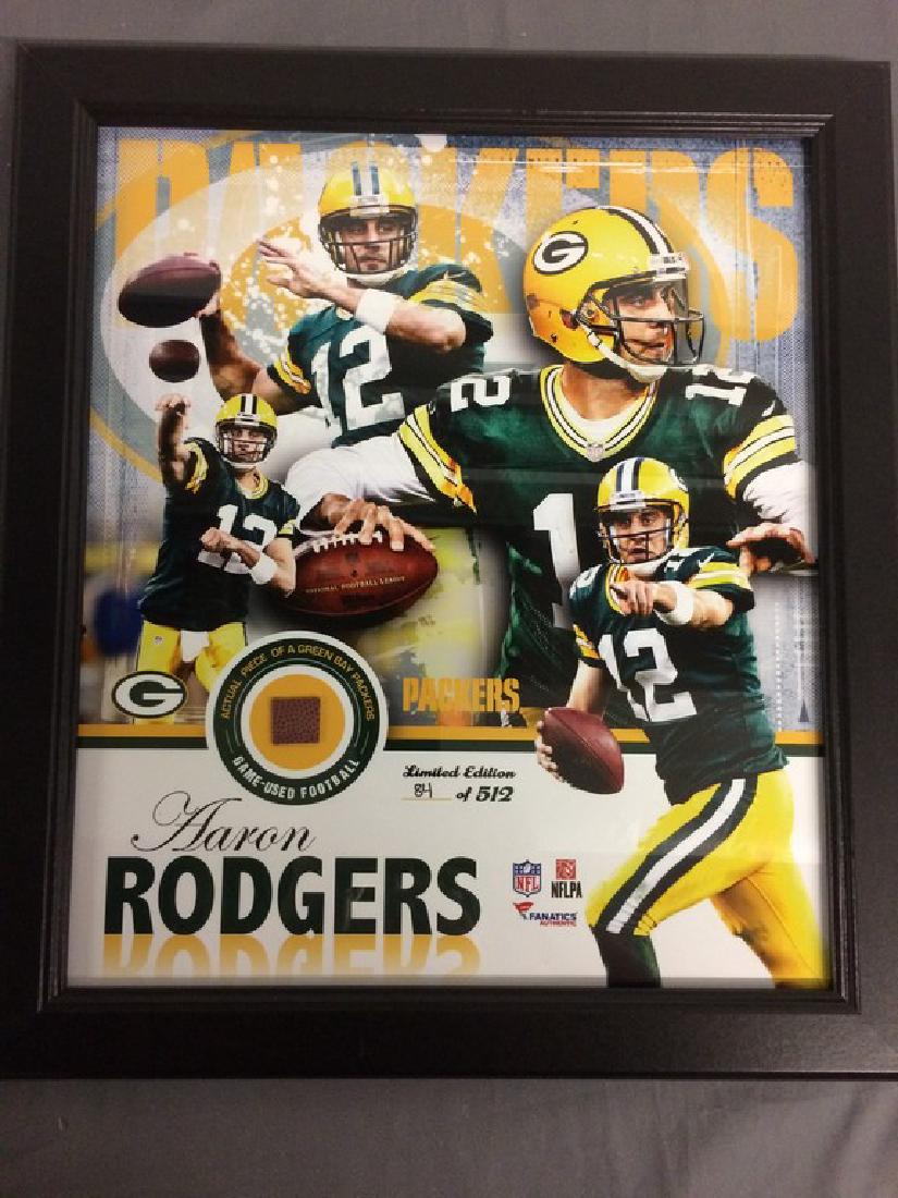 Aaron Rodgers Green bay Packers piece game used: framed 15"x17"