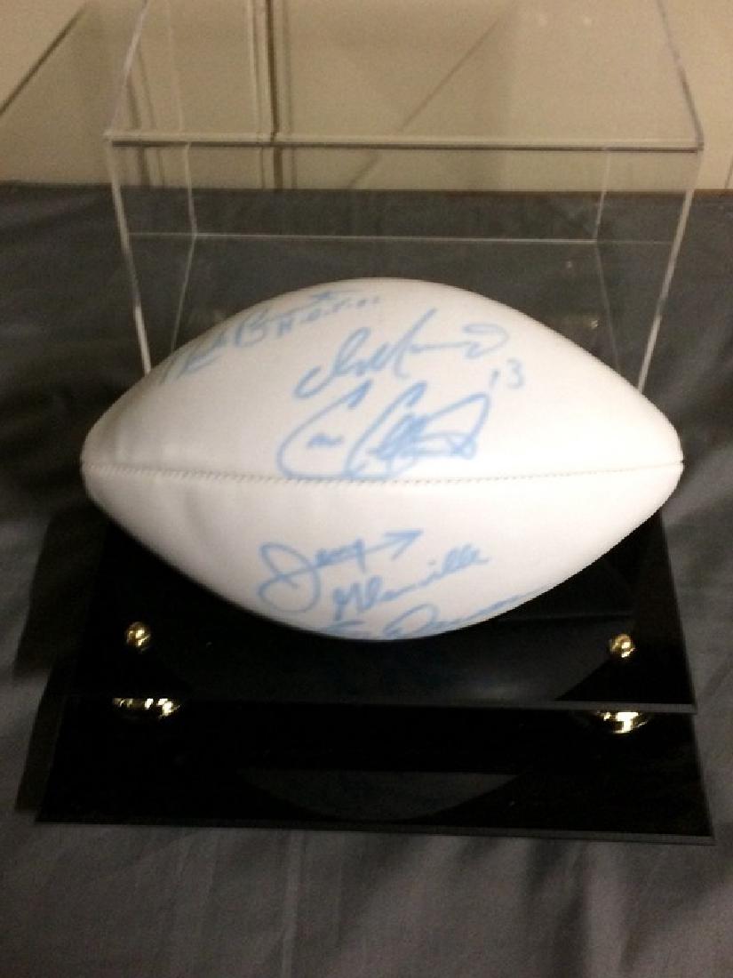 5 Autographed Football 2 Hall of Famers: 5 autographs Len Dawson 16 Kansas City Chiefs / Quarterback Hall of Fame, Jerry Glanville Atlanta Falcons (Head coach, 1990â€“1993, former NASCAR driver and owner, and sportscaster. Nick Buonicon
