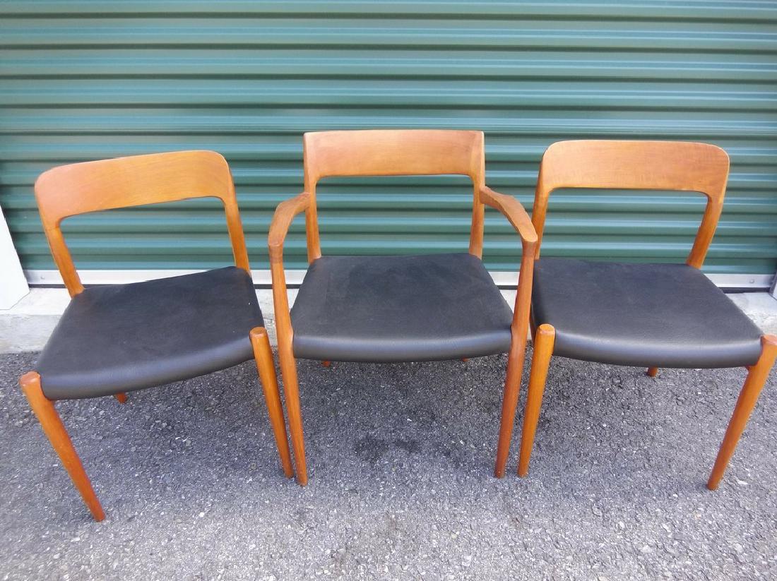 3 Moller style Danish Chairs: Danish furniture maker