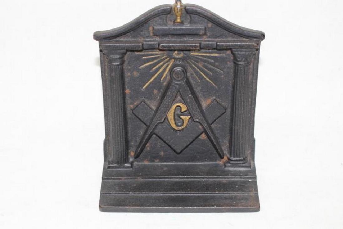 Masonic Bookend/Door stop, cast iron: approx. 6" x 5"