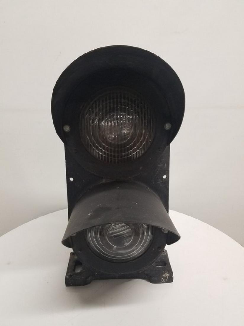 Antique Cast Iron Railroad/Street light, electrified: made in the USA, T68247B, clear glass, red and Yellow, 2 light