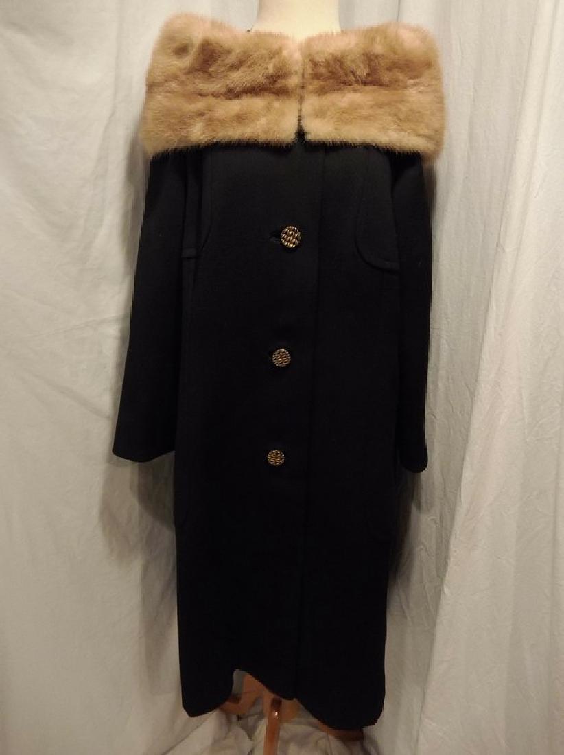 60s long black fur collar coat (1 of 4)