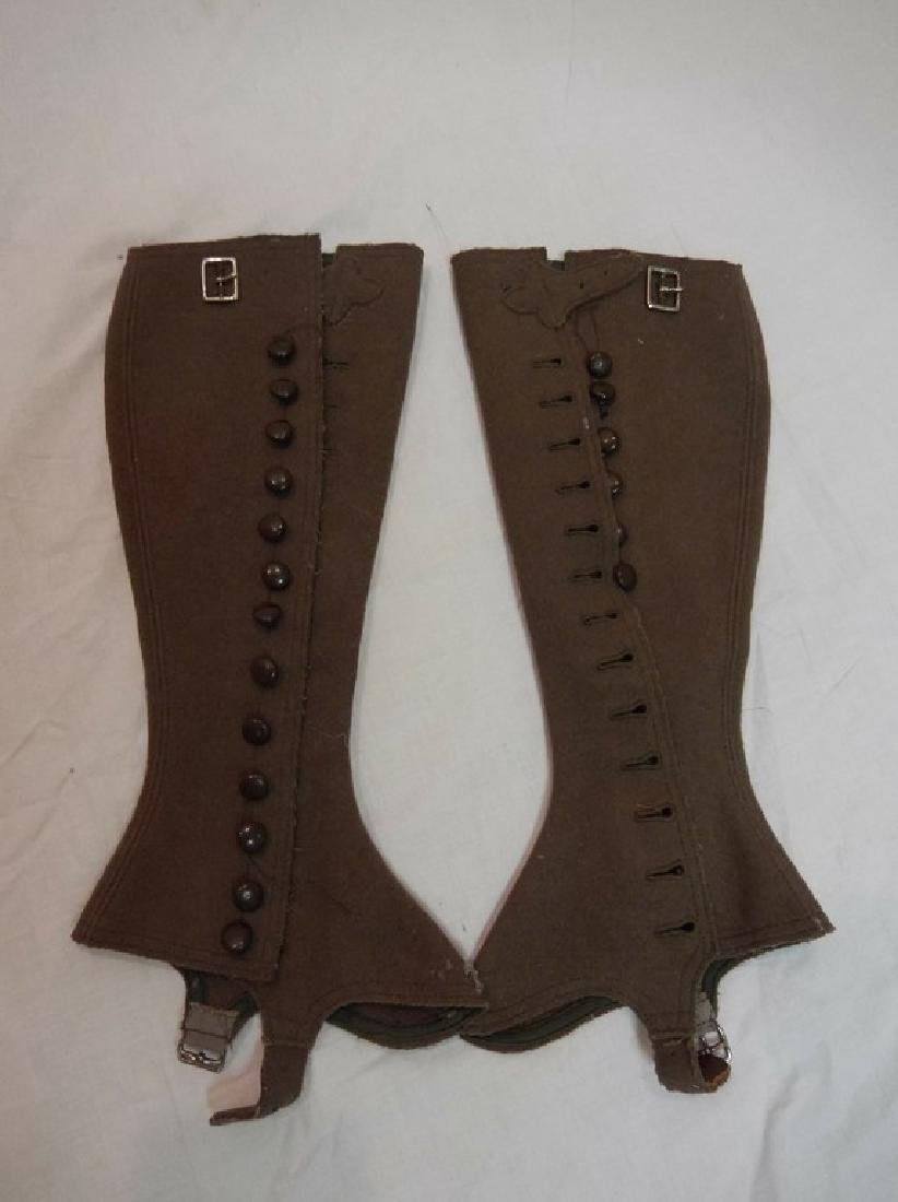 Pair Brown Wool Spats, by Imperial: knee high length with 13 buttons