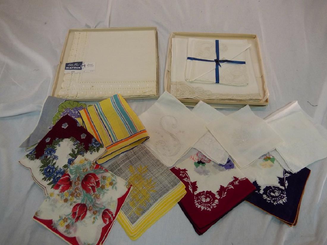 Old Store Stock Linen Table Cloth & Hankie Lot (1 of 6)