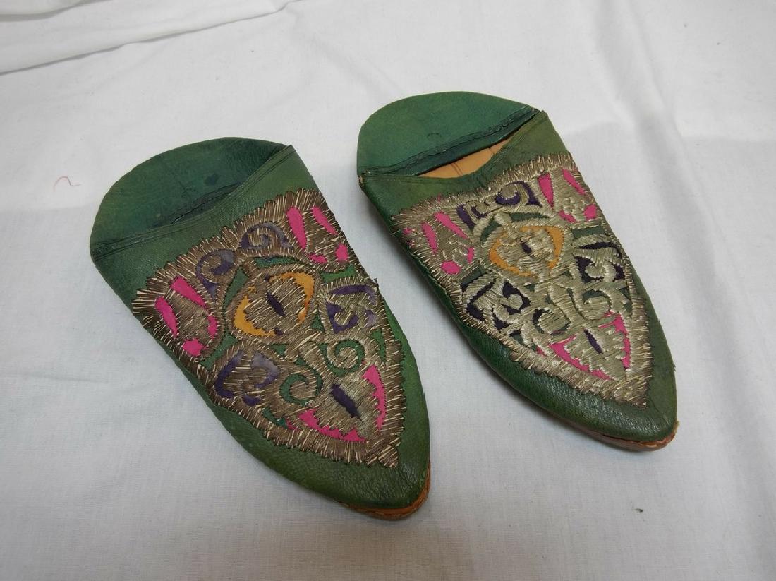 Antique Leather & Metallic Embroidered Moroccan Mule: heel to toe 10 inches