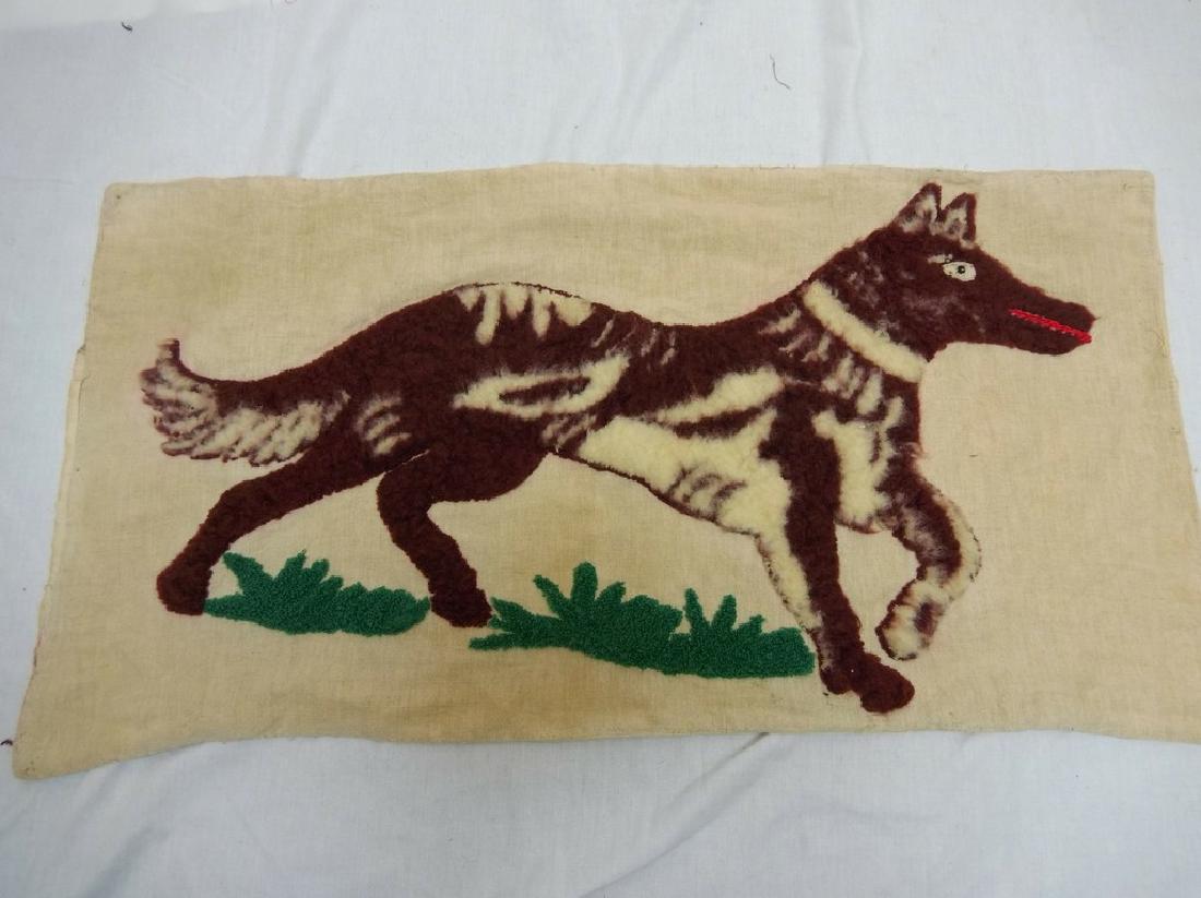 Antique Hand Made Pillow Case with Cruel Work Wolf (1 of 4)