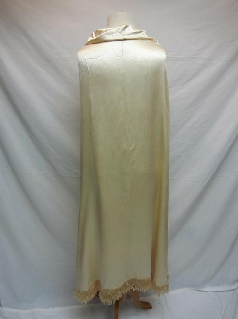 Off White Satin Shawl with Fringe (1 of 4)