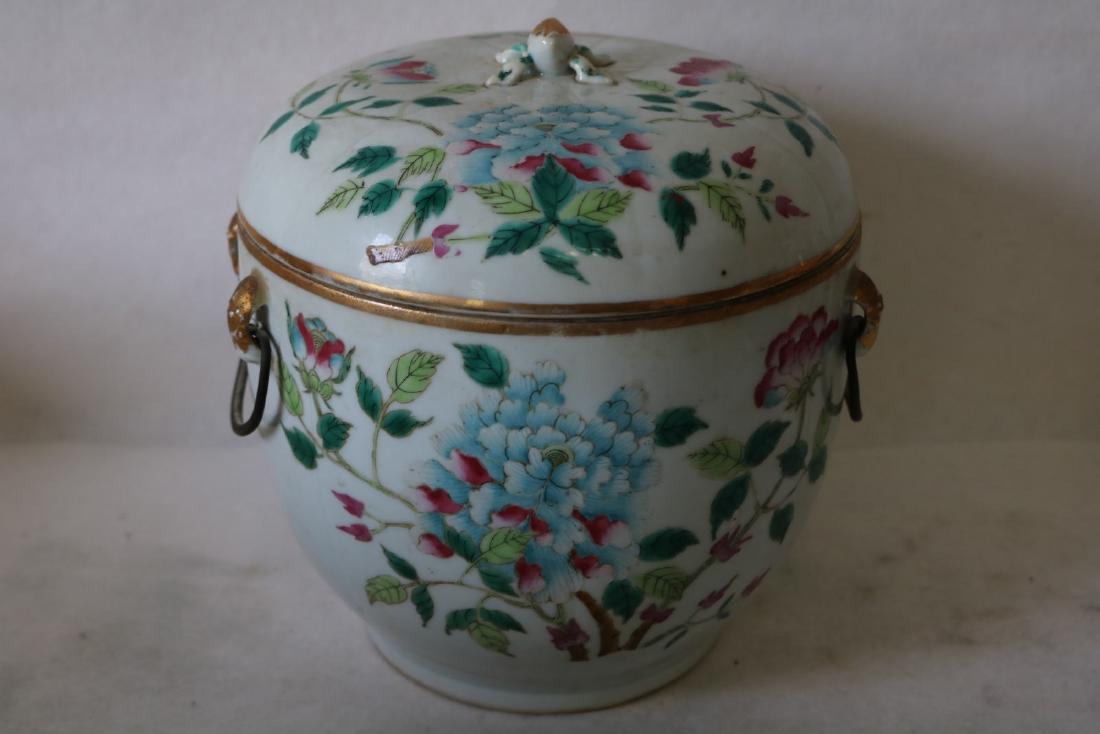 Asian Covered Porcelain Jar, Hand Painted (1 of 7)