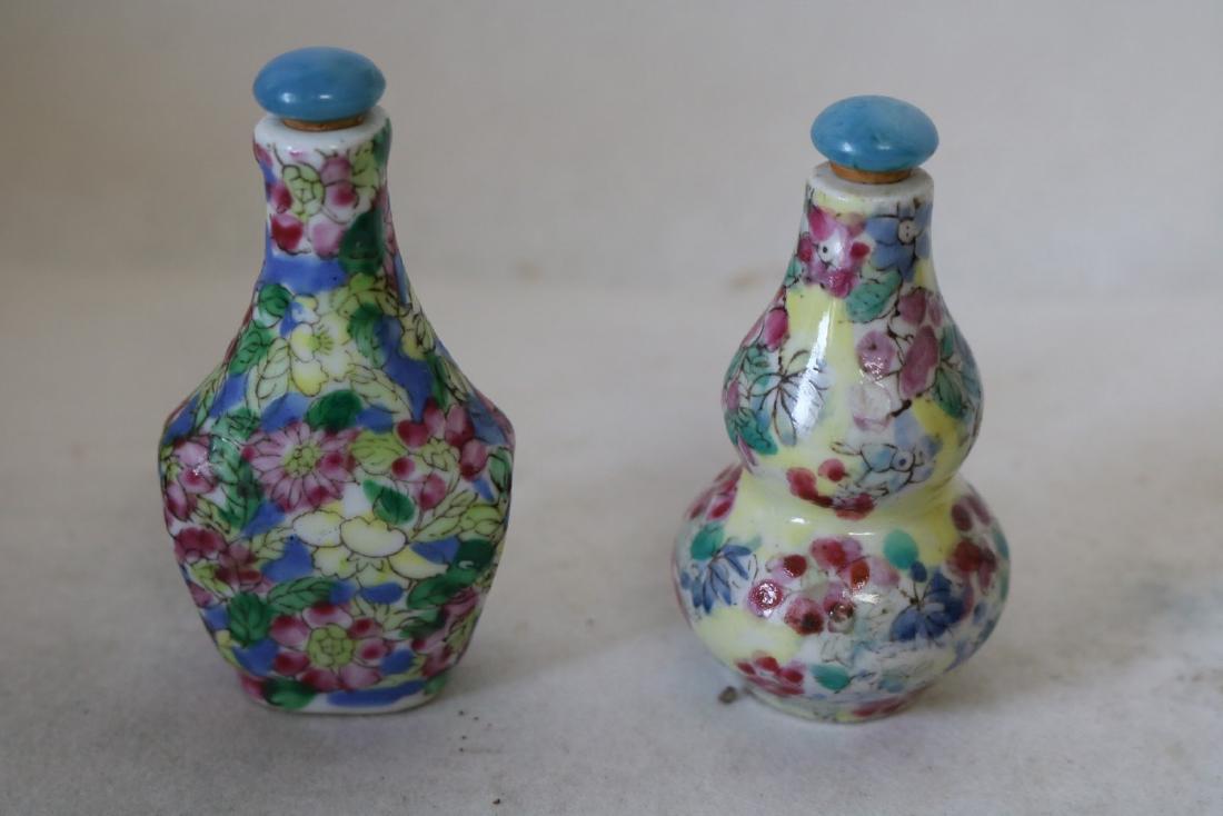 Pair of Hand Painted Snuff Bottles, one signed (1 of 3)