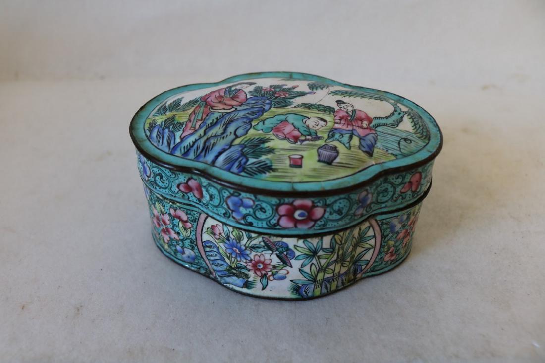 Enamel Asian Trinket Box, signed (1 of 5)