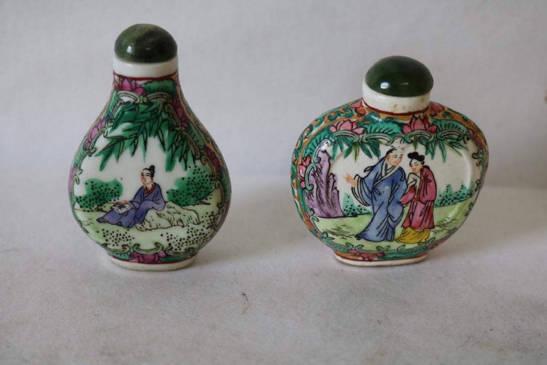 Pair Hand Painted Porcelain Snuff Bottles, signed (1 of 7)