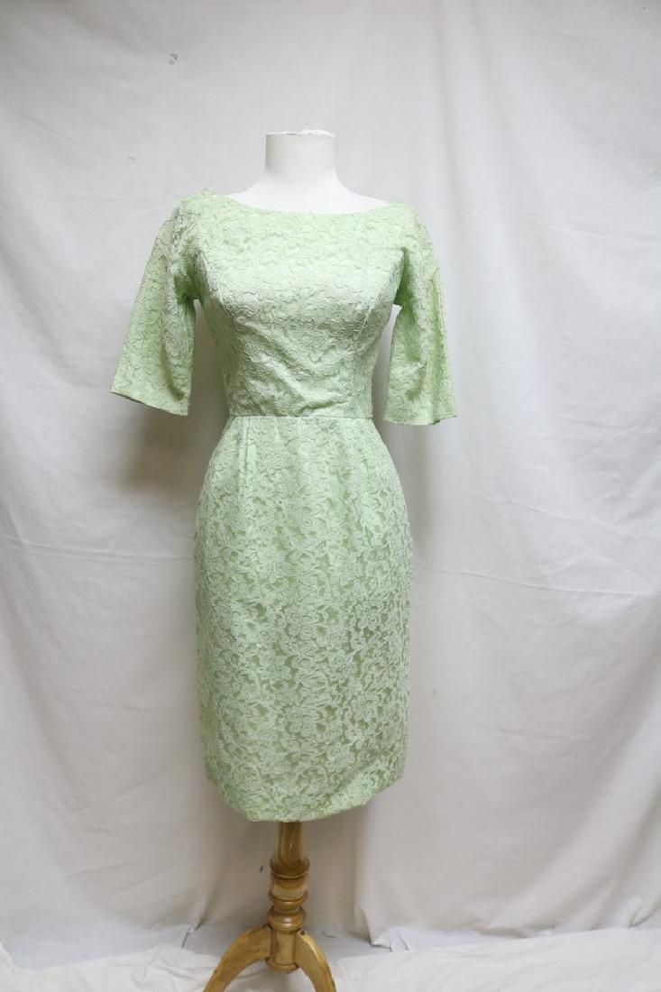 1960's Celery Green Lace Dress (1 of 4)