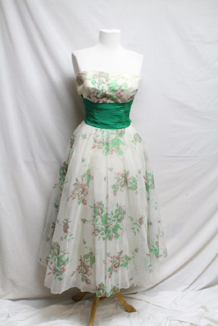 1960s green rose party dress (1 of 4)