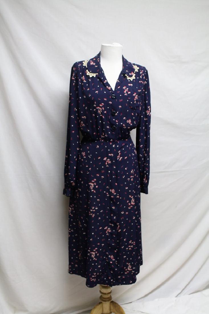 1940s Pattern, Long Line Dress with High Neck - Multi-sizes main image 1