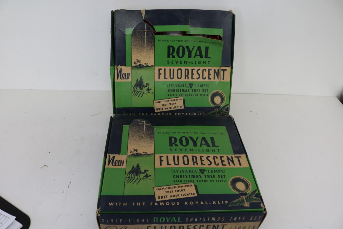 circa 1950, 2 sets Royal Seven-Light Fluorescent: by Sylvania in original boxes, 4 bulbs missing