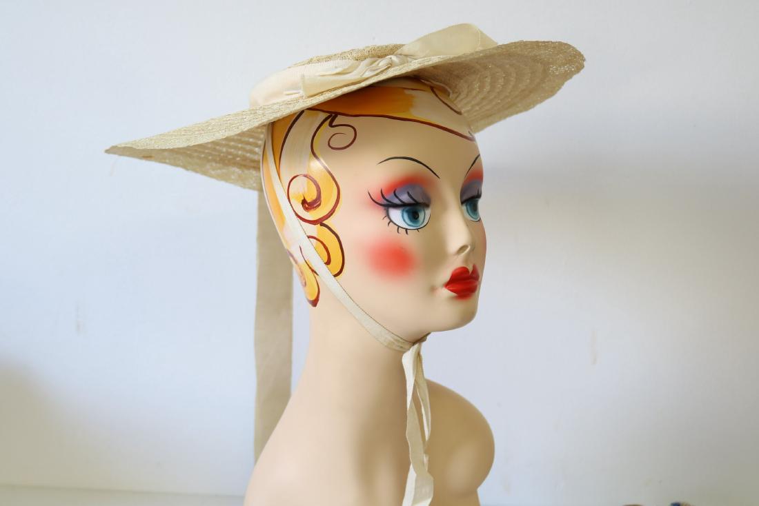 1940s Ivory Straw Wide Brim hat (1 of 5)