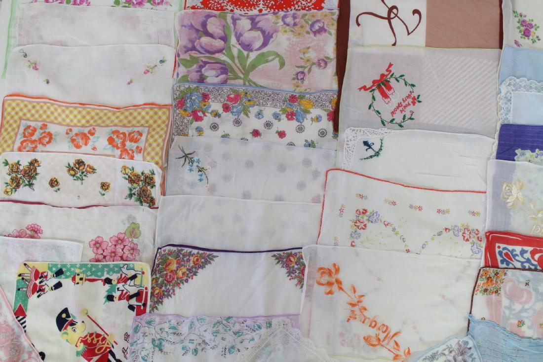 Lot of 33 Vintage Hankies: cotton fabrics, various condition - fair to great