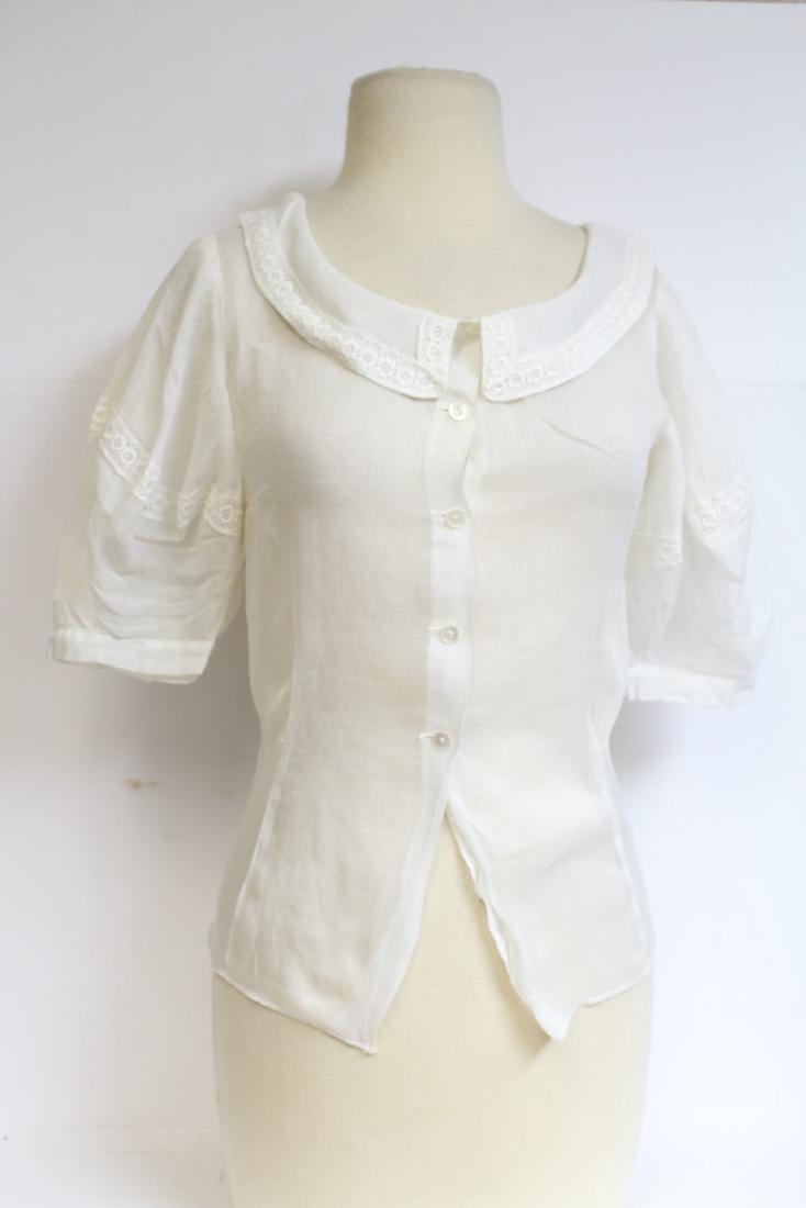 1940s Organdy Blouse: sheer organdy fabric, good condition - a few very light spots/pulled darts (see photos) 34" bust/21" length - no label