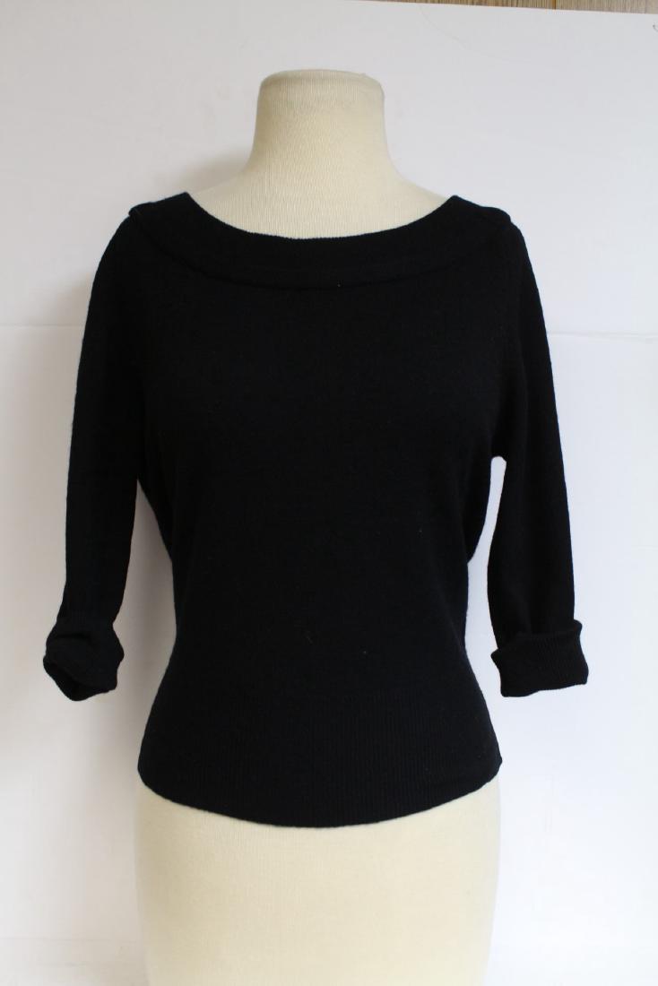 1950s B.Altman Cashmere Sweater: black cashmere knit fabric, good condition. No flaws. 40 Bust/22 Length