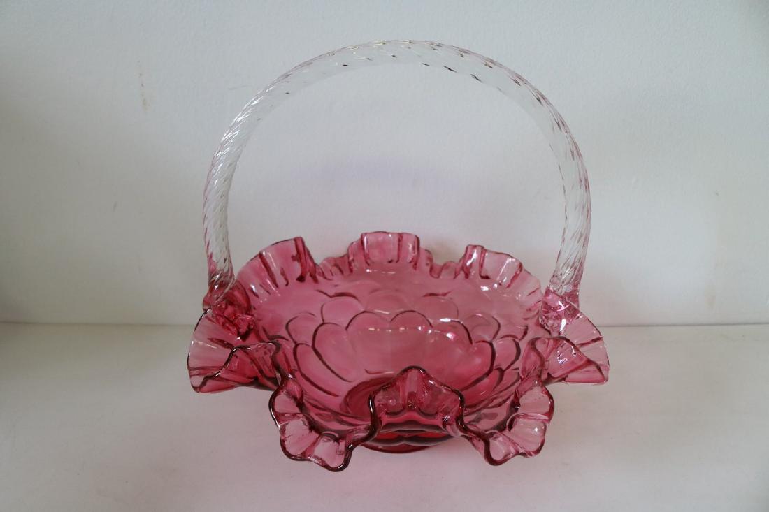 Fenton Brides Basket in Cranberry Glass with Ruffled (1 of 4)