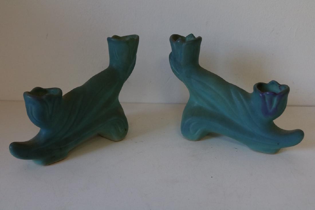Pair Van Briggle double Tulip Candle Holders in (1 of 9)