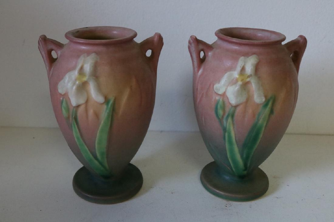 pair Roseville Iris double handle Vases (1 of 5)