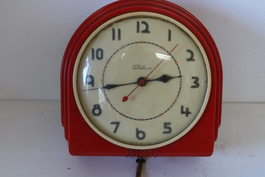 1950's Telechron Wall Clock in Red (1 of 4)