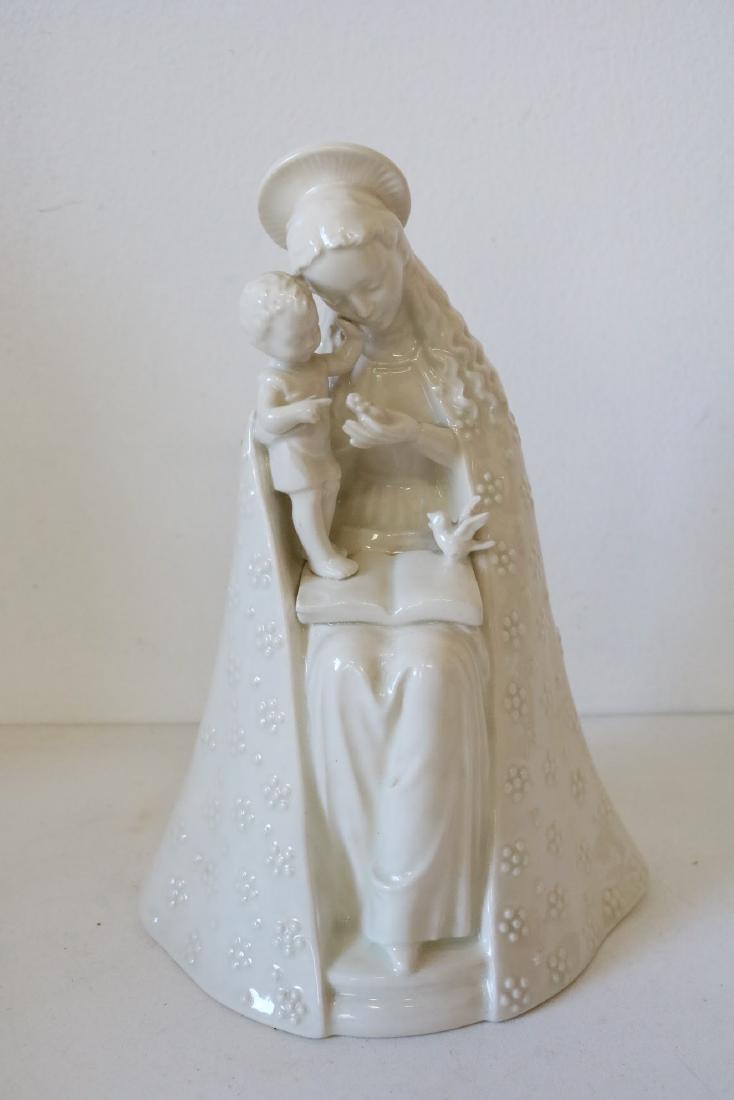 Hummel Seated Madonna with Child in White: approx. 8 inches, Western Germany