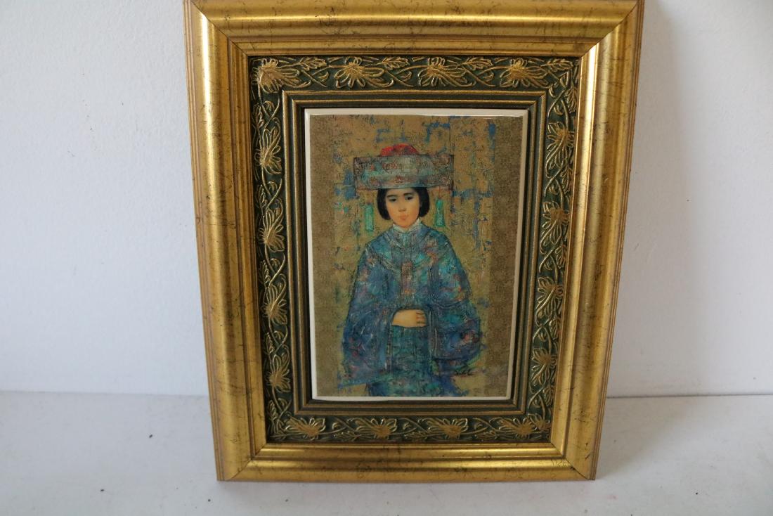 Edna Hibel Framed Tile: approx. 10 1/2 x 8 3/4 including the frame
