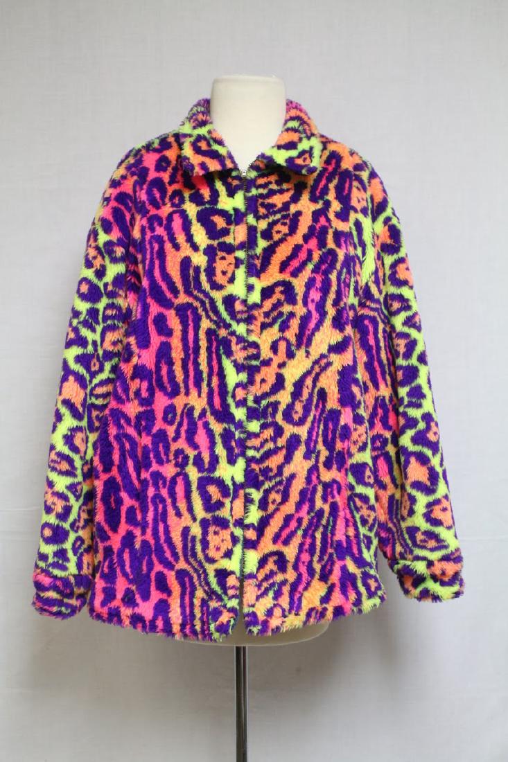 1960s Neon Shag Jacket: plush shag fabric, fully lined. Great condition - no flaws. 50 bust/25 length