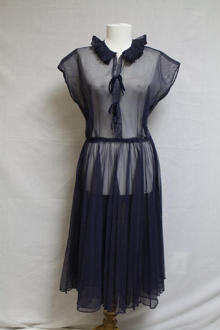 1940s/50s Sheer Navy Dress (1 of 4)